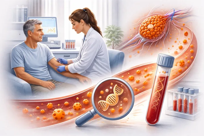 Biopsie liquide : prise de sang d’un patient, puis analyse de l’ADN tumoral circulant
