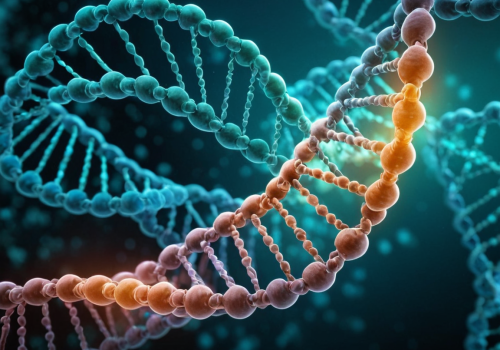 DNA double helix orange-blue
